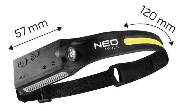 Ліхтар Neo Tools 99-097, налобний, акумуляторний, сенсорний, 350 лм 99-097 фото
