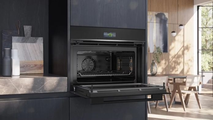 Siemens Духовой шкаф электрический компактный, 45л, A, дисплей, конвекция, ф-ция СВЧ, черный CM724G1B1 фото