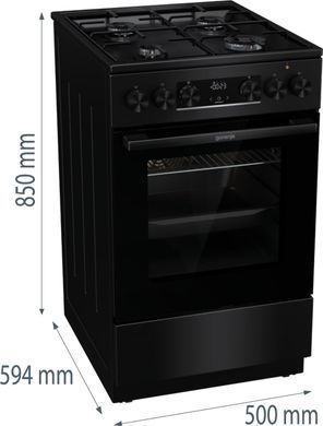 Gorenje Плита комбінована, 62л, 50x60см, дисплей, IconLed, емальовані, чорний (375219) GK5C60BJ фото