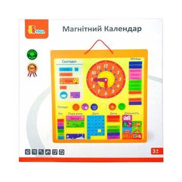 Магнітний календар Viga Toys із годинником українською мовою (50377U) dt_1979 фото