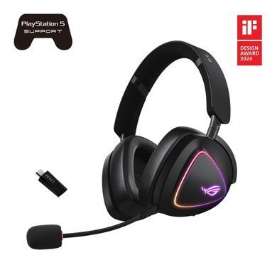 Гарнітура ігрова ASUS ROG Delta II, 3.5мм/BT/WL, RGB, 2м, чорний (380107) 90YH03W0-BHUA00 фото