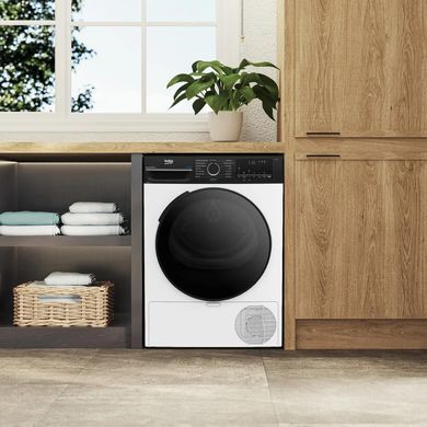 Beko Сушильна машина тепловий насос, 8кг, A++, 60см, дисплей, підсвітка барабану, пар, білий (383293) BM3T48239WPBB2 фото