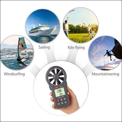 Анемометр крильчастий USB, Bluetooth 0,3-30 м/с, -10-45 &deg;C WINTACT WT87B