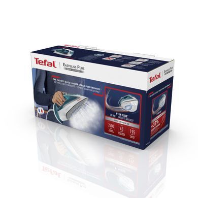 Tefal Утюг Easygliss Plus, 2500Вт, 270мл, паровой удар -195гр, постоянный пар - 45гр, керам. подошва, бело-голубой FV5718E0 фото