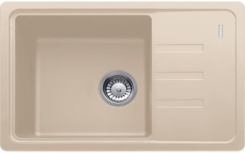 Мойка кухонная Franke Malta, фрагранит, прямоуг., с крылом, 620х435х200мм, чаша- 1, накладная, BSG 611-62, бежевый