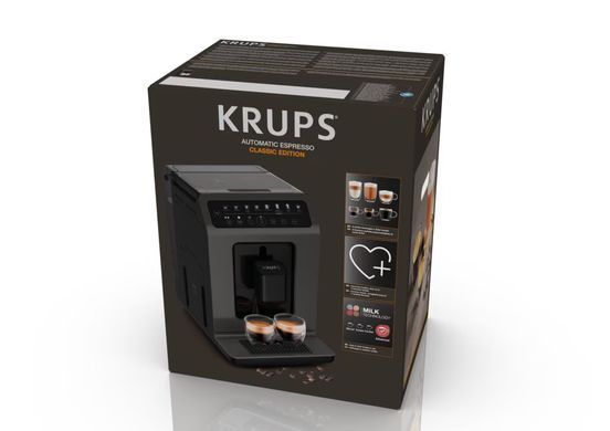 Krups Кавомашина Evidence Classic, 2.3л, зерно, автомат.капуч, дисплей, авторецептів -8, сернор.керування, чорний (374487) EA89ZB10 фото
