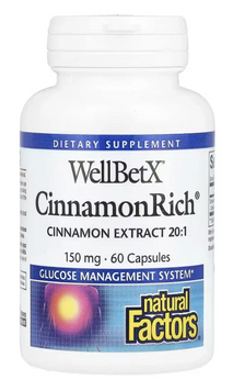 Екстракт кориці Natural Factors WellBetX CinnamonRich 150mg 60 капс