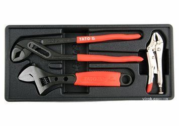 Вклад в инструментальный шкаф YATO, с зажимными и переставными клещами, разводным ключом, 3 элем.