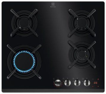 Electrolux Варочная поверхность газ на стекле, 60см, чугун, электр. управл., Hob2Hood, черный KGG643753K фото