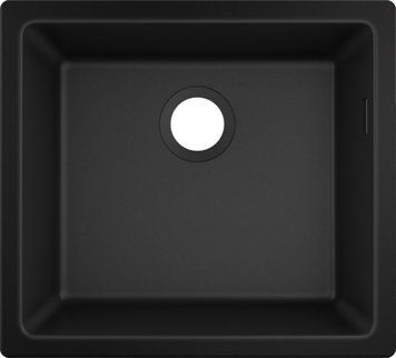 Мийка кухонна Hansgrohe S51, граніт, квадрат, без крила, 500х450х190мм, чаша - 1, врізна, S510-U450, чорний графіт (352158)