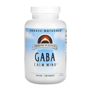ГАМК, GABA Gamma Aminobutyric Acid, Source Naturals, 750 мг, 180 таблеток