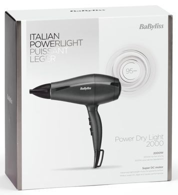 BaByliss Фен Super Light Pro, 2000Вт, режимов-3, HTDC мотор, тонкий концентратор 6 мм, черный 5910E фото