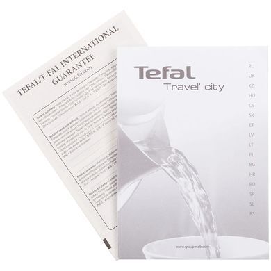 Tefal Електрочайник Travel-o-city 0.5л, Strix, пластик, в комплекті 2 склянки + 2 ложки, біло-бежевий (243031) KO120130 фото