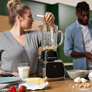 Russell Hobbs Блендер стаціонарний Sensigence , 1000Вт, чаша-1500мл, скло, сенс. управл., чорно-сірий (371121) 28241-56 фото