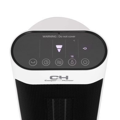 Cooper&Hunter Тепловентилятор CH-F2000CTE 20 м2, 2000Вт, електронне упр-ння, керамічний нагрів. елемент, пульт ДК, білий (344454)