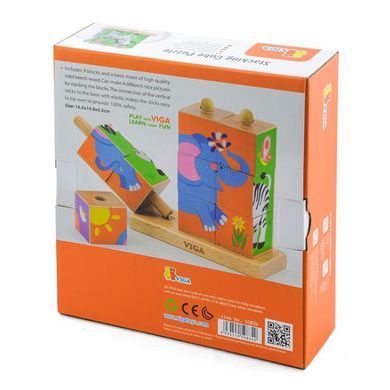 Дерев'яні кубики Viga Toys Башта зі звірятами (50834) dt_927 фото