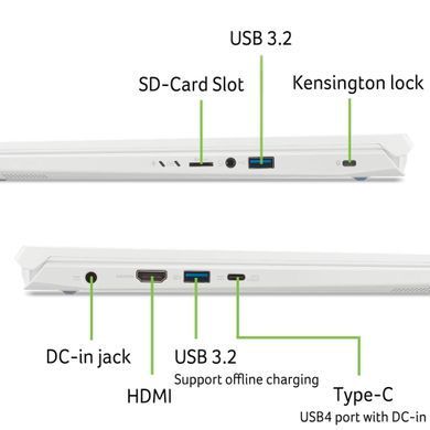 Acer Ноутбук Nitro V 14 ANV14-61 14.5" WQXGA IPS, AMD R7-8845HS, 32GB, F1TB, NVD4050-6, Lin, білий (382607) NH.QTYEU.009 фото