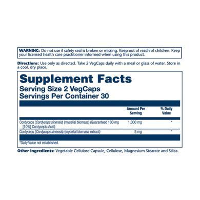 Кордіцепс, Cordyceps Mushroom Extract 500mg - 60 vcaps