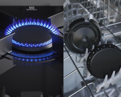 Electrolux Варильна поверхня газова на склі, 60см, чавун, електрон. керування, Hob2Hood, чорний (365514) KGG643753K фото