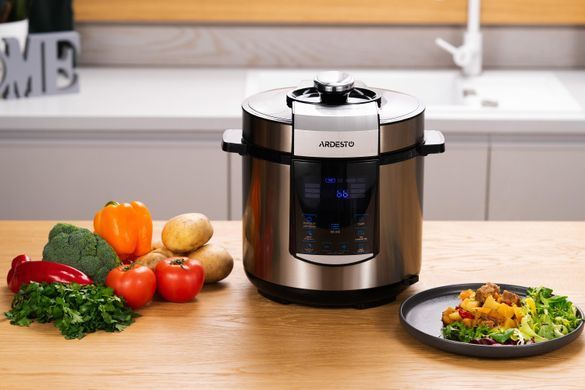 Мультиварка-скороварка ARDESTO MPC-P226, 900Вт, чаша-6л, электр. управление, книга рецептов, нерж. сталь+пластик, серебристая (364580) MPC-P226 фото