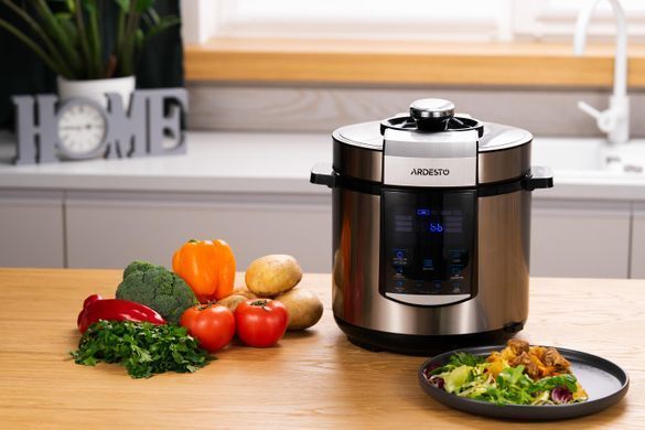 Мультиварка-скороварка ARDESTO MPC-P226, 900Вт, чаша-6л, электр. управление, книга рецептов, нерж. сталь+пластик, серебристая (364580) MPC-P226 фото