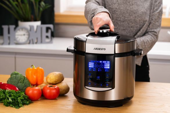 Мультиварка-скороварка ARDESTO MPC-P226, 900Вт, чаша-6л, электр. управление, книга рецептов, нерж. сталь+пластик, серебристая (364580) MPC-P226 фото