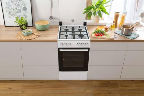 Gorenje Плита комби, 62л, 50x60см, дисплей, газ-контроль, чугун, белый GK5A41WF фото