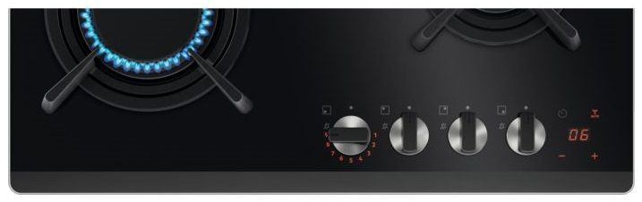 Electrolux Варильна поверхня газова на склі, 60см, чавун, електрон. керування, Hob2Hood, чорний (365514) KGG643753K фото