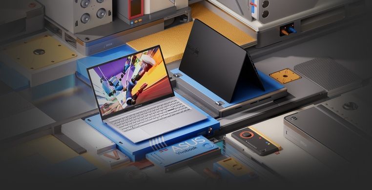 ASUS Ноутбук Vivobook 15X K3504VA-MA442 15.6" 2.8K OLED, Intel i5-1335U, 16GB, F512GB, UMA, noOS, Сріблястий (382004) 90NB10A2-M00HZ0 фото