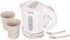 Tefal Електрочайник Travel-o-city 0.5л, Strix, пластик, в комплекті 2 склянки + 2 ложки, біло-бежевий (243031) KO120130