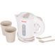 Tefal Електрочайник Travel-o-city 0.5л, Strix, пластик, в комплекті 2 склянки + 2 ложки, біло-бежевий (243031) KO120130