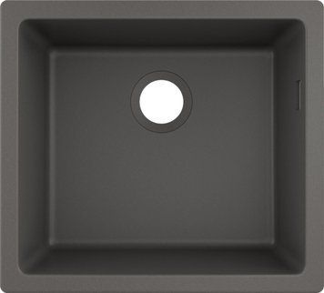 Мойка кухонная Hansgrohe S51, гранит, квадрат, без крыла, 500х450х190мм, чаша- 1, встраиваемая, S510-U450, серый камень
