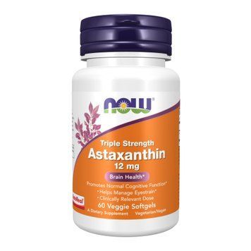 Астаксантин Now Foods Astaxanthin 12 mg Triple Strength 60 м&rsquo;яких капсул