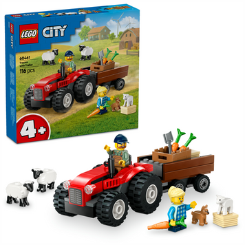 Конструктор LEGO City Красный фермерский трактор с прицепом и овцами 116 деталей (60461)