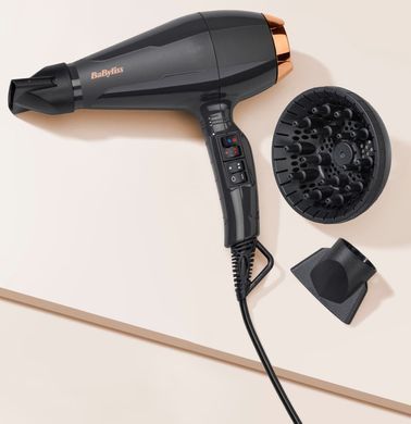 BaByliss Фен Air Pro, 2200Вт, 2 режими, дифузор, іоніз-я, хол. обдув, чорний (381307) 6719DE фото