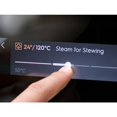 Electrolux Духова шафа електрична, 70л, А++, пара, дисплей, конвекція, ф-ція пароварки, телескопічні напрямні, чорний (379123) EOB8S39WZ фото