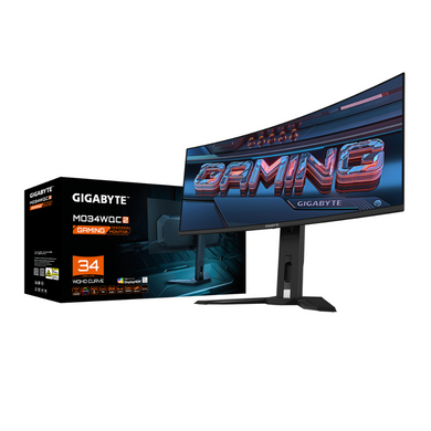 iгровий монiтор 34" QD-OLED Curved 1800R 240Hz 3440x1440(WQHD)0.03ms 2xHDMI(2.1) 1xDP(1.4) KVM 2x3W GIGABYTE MO34WQC2 Gaming Monitor 3727381 фото