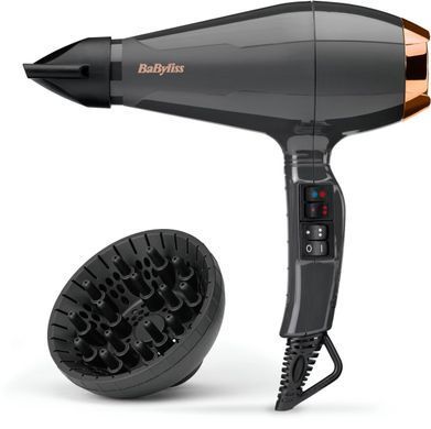 BaByliss Фен Air Pro, 2200Вт, 2 режими, дифузор, іоніз-я, хол. обдув, чорний (381307) 6719DE фото