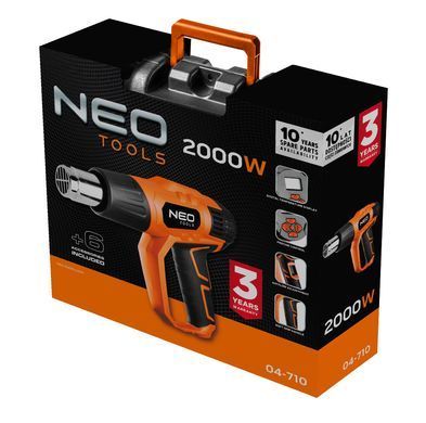 Термофен NEO TOOLS 04-710, потужність 2000 Вт, температурний діапазон 50-600 &deg; C, з кейсом та дисплеєм 04-710 фото