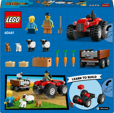 Конструктор LEGO City Червоний фермерський трактор із причепом і вівцями 116 деталей (60461)