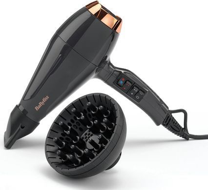 BaByliss Фен Air Pro, 2200Вт, 2 режими, дифузор, іоніз-я, хол. обдув, чорний (381307) 6719DE фото