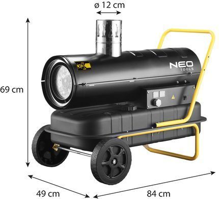 Масляний обігрівач з витяжкою NEO TOOLS 90-086, 20 кВт, бак 38 л, 600 м&sup3;/год
