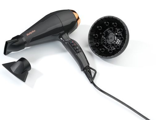 BaByliss Фен Air Pro, 2200Вт, 2 режими, дифузор, іоніз-я, хол. обдув, чорний (381307) 6719DE фото