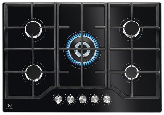 Electrolux Варильна поверхня газова на склі, 75см, чавун, чорний (365539) KGG75362K фото