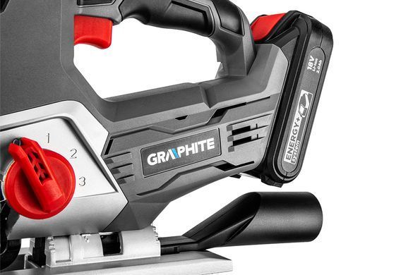 Лобзик GRAPHITE 58G009, аккумуляторний 18 В без аккумулятора та зарядного пристрою, з регулюванням кута та маятниковим ходом 58G011 фото