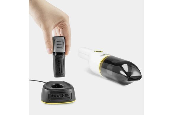 Karcher Пылесос автомобильный CVH 2-4 , 54Вт, конт пыл -0.15л, автон. робота до 10мин, вес-0.6кг, НЕРА, турборежим, белый 1.198-450.0 фото