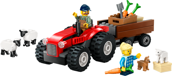 Конструктор LEGO City Червоний фермерський трактор із причепом і вівцями 116 деталей (60461)