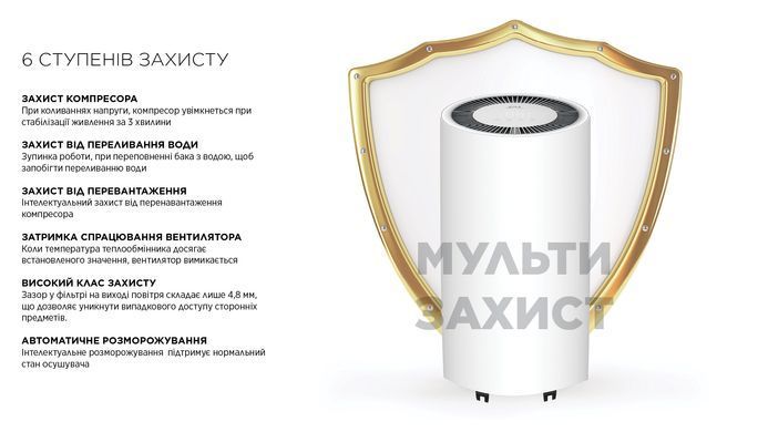 Cooper&Hunter Осушувач повітря CH-D008WDC-16LDWF, 16л.на добу, 22м.кв , 140м3/год, 200Вт, дисплей, ел.кер-ня, Wi-Fi, таймер., білий (382993) CH-D008WDC-16LDWF фото