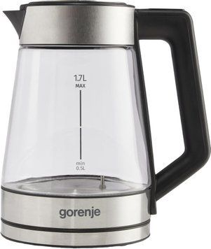 Gorenje Електрочайник 1.7л, 2,200 Вт, скло, нерж (376935) K17TRG фото
