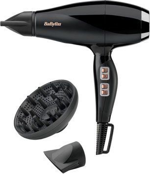 BaByliss Фен Air Power Pro, 2300Вт, 3 режими, дифузор, іоніз-я, хол. обдув, кераміка, чорно-рожевий (381309) 6716DE фото